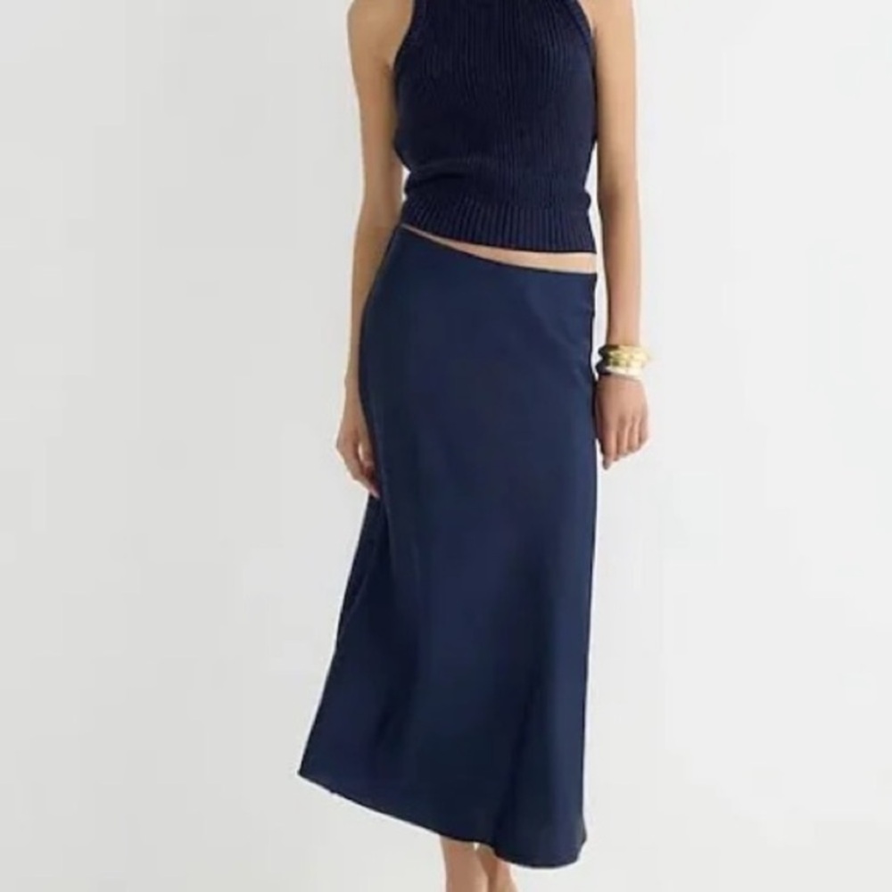 Navy Blue J. Crew Gwyneth Slip Skirt